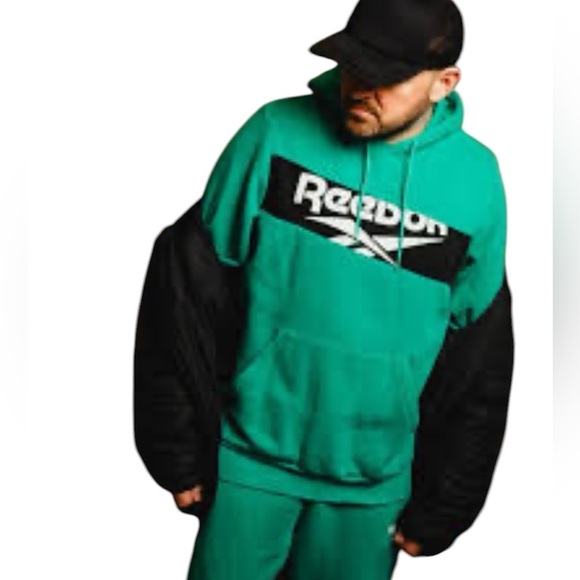 Reebok Size Small Green Hooded Sweatshirt - Picture 1 of 10